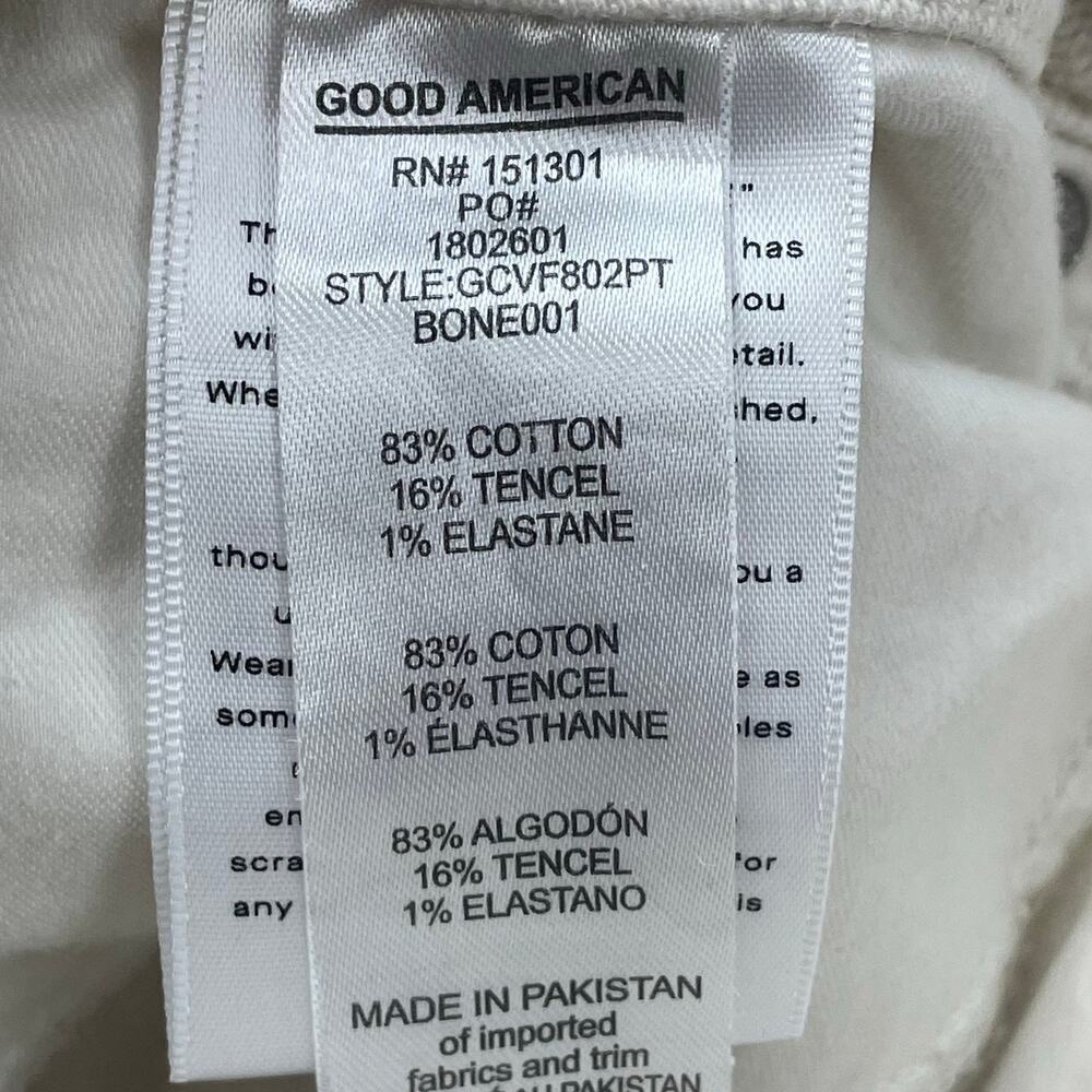 Good American Good Curve Cropped Jeans Women's 12/31 Ivory High Rise Straight - Picture 4 of 8